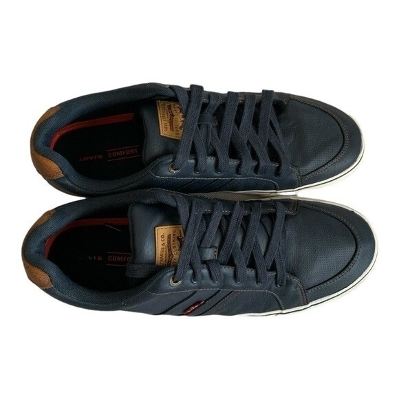 Levi’s Turner Men’s Sneakers Navy Blue Brown Lace-Up Athletic Shoes Size 12 main image 4